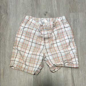 Janie and Jack White and Orange Plaid Shorts